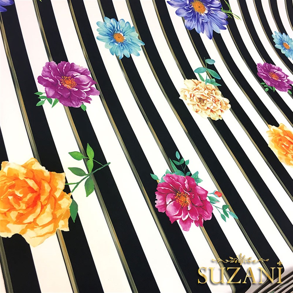 Çizgili Çiçekli Kumaş