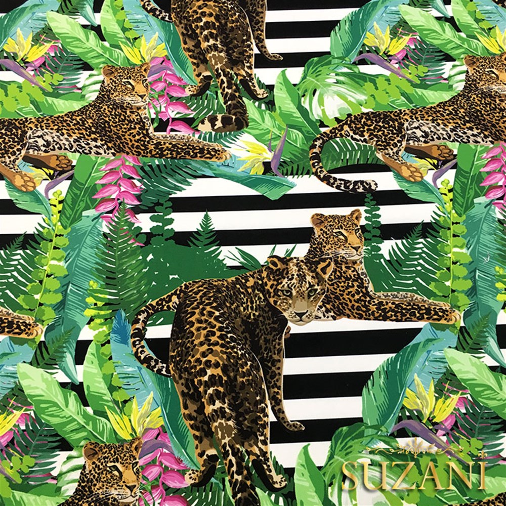 Çizgili Leopar Figürlü Kumaş