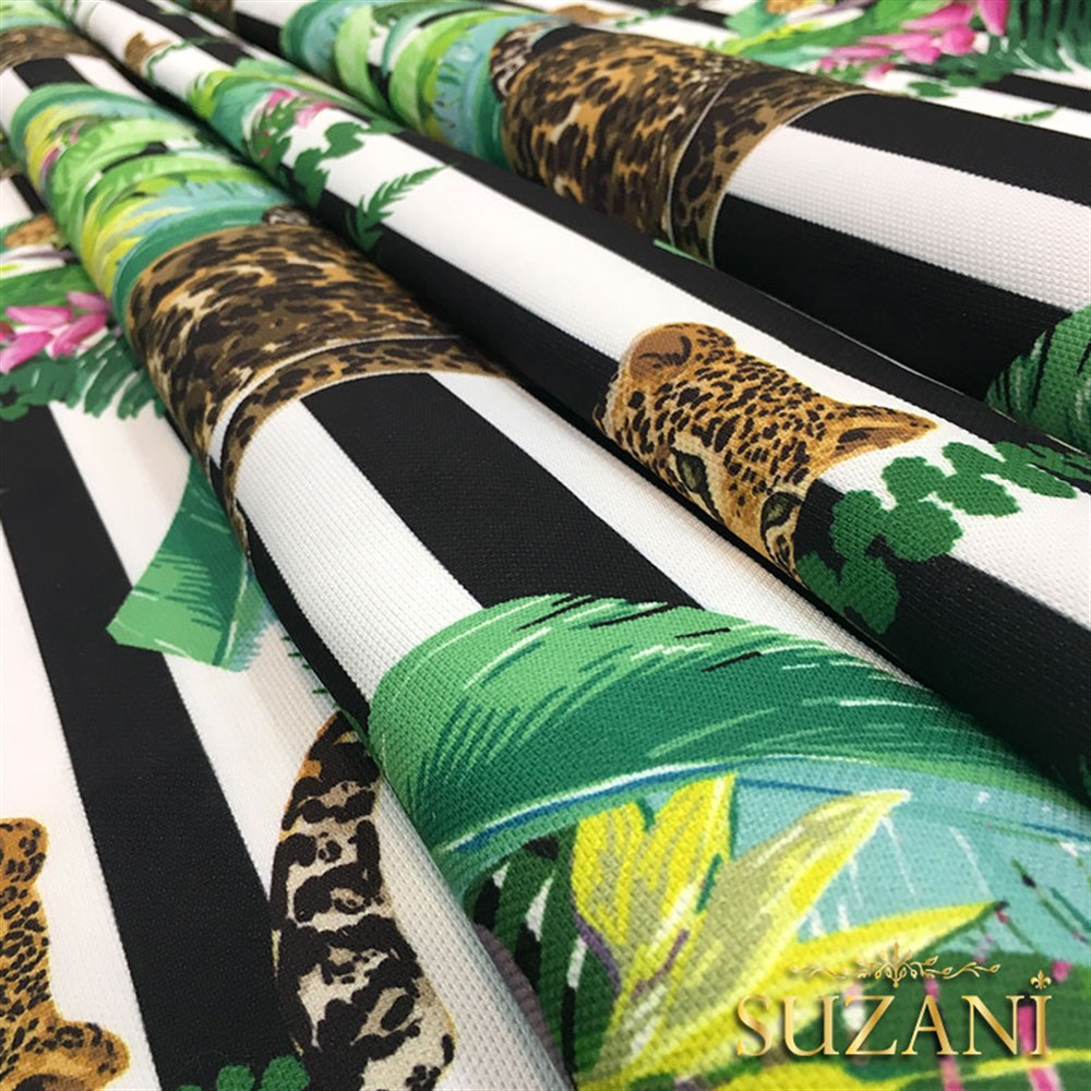 Çizgili Leopar Figürlü Kumaş