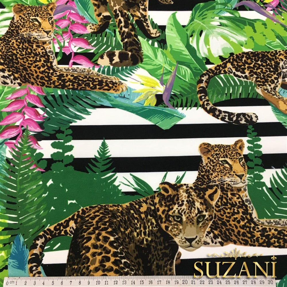 Çizgili Leopar Figürlü Kumaş