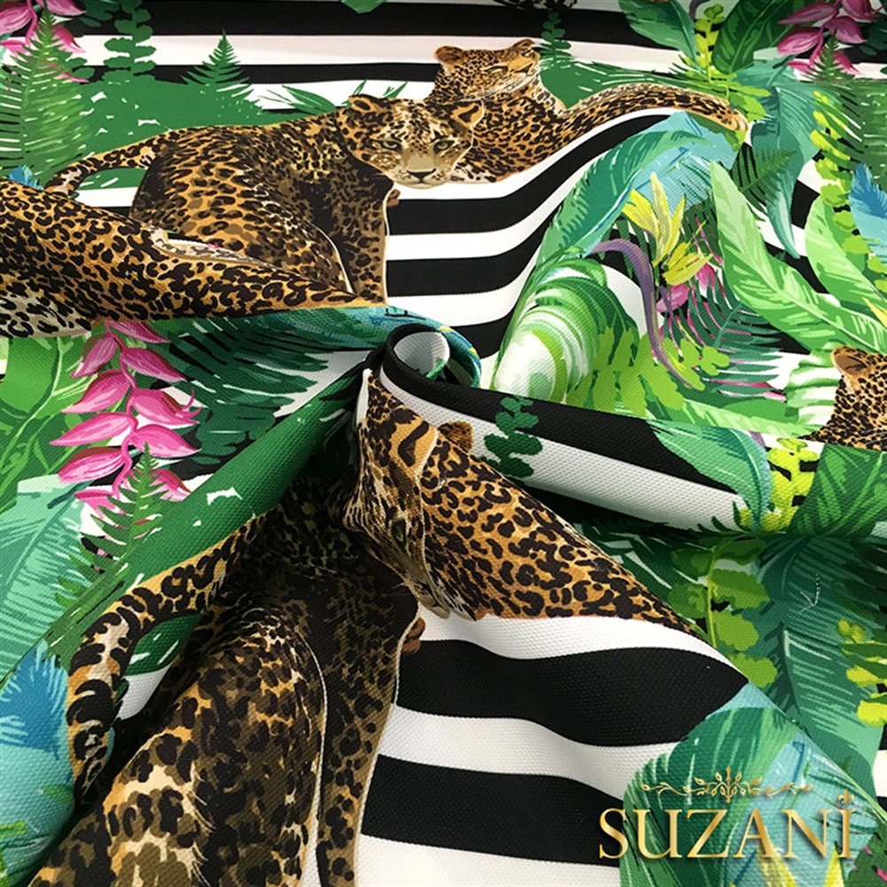 Çizgili Leopar Figürlü Kumaş