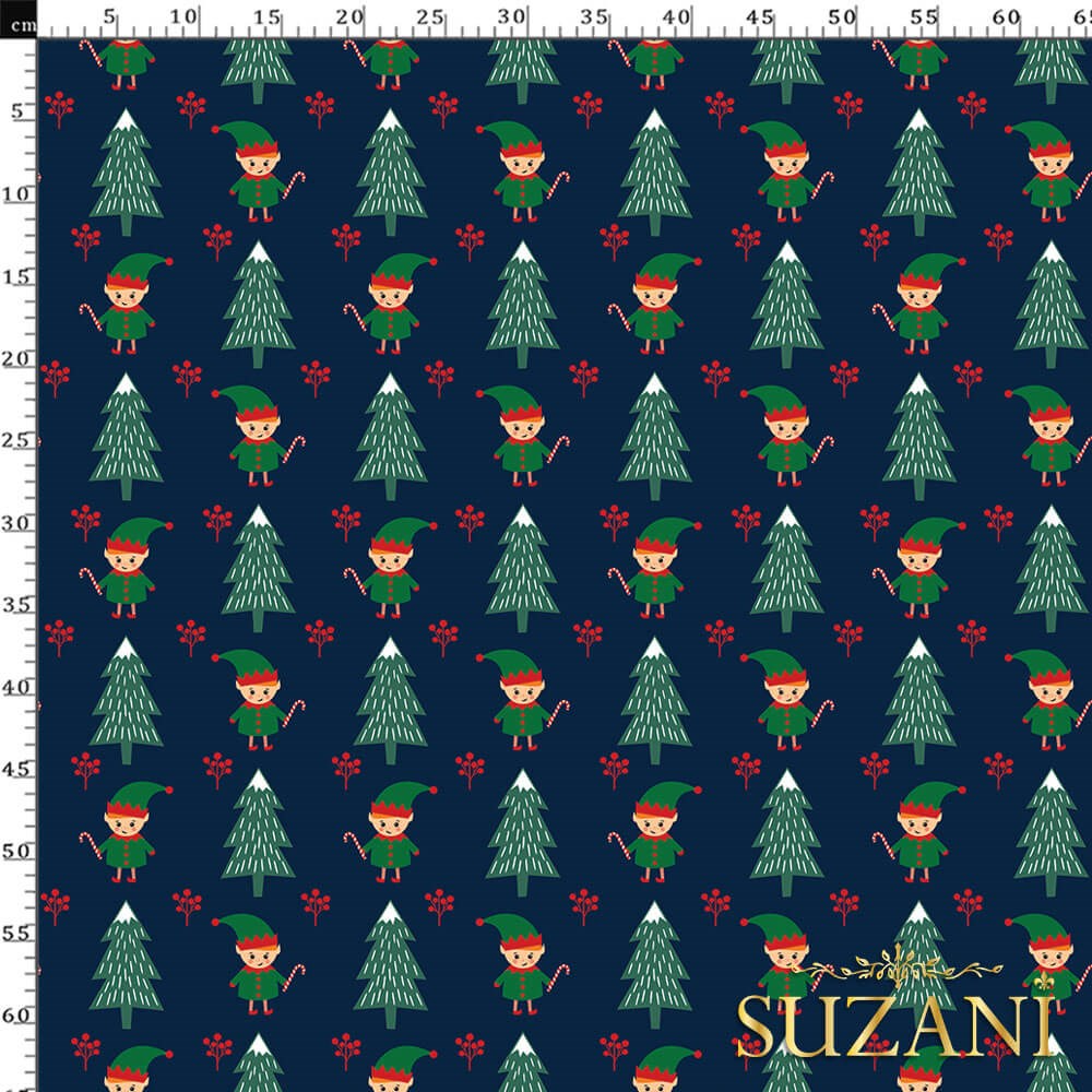 Çocuk Yılbaşı Desenli Dijital Baskılı Kumaş