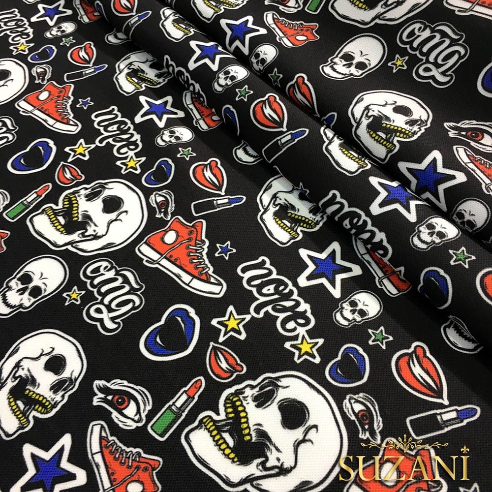 Converse Kafatası Pop Art Desenli Kumaş