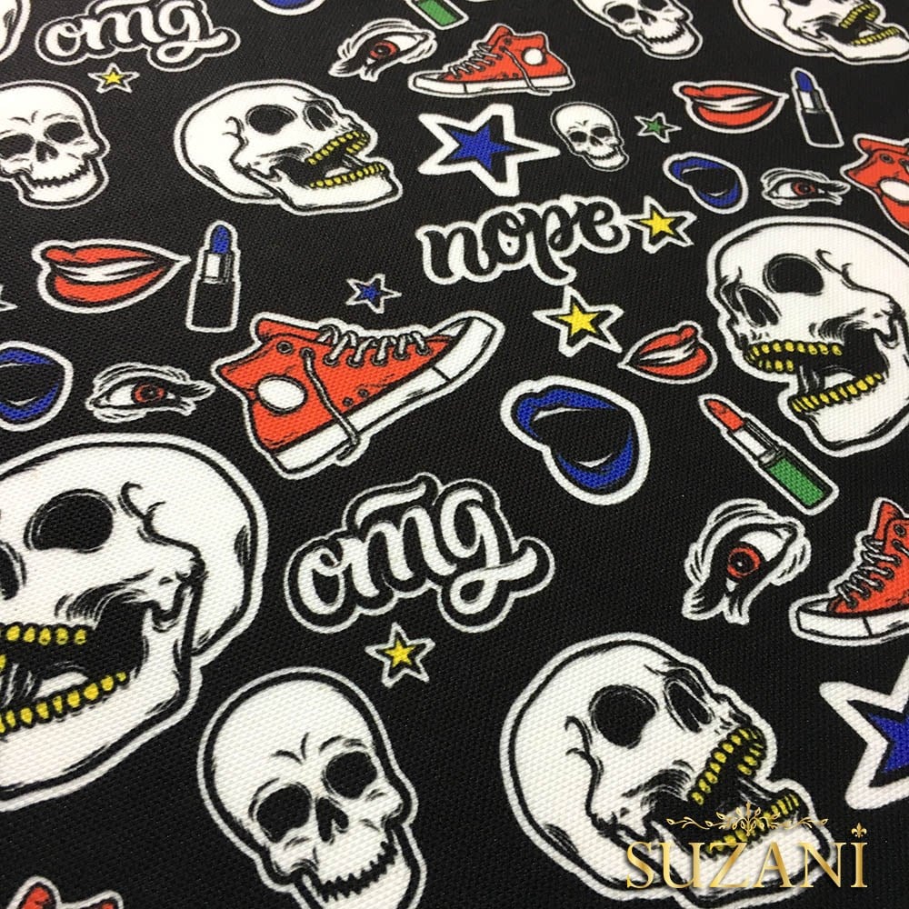 Converse Kafatası Pop Art Desenli Kumaş