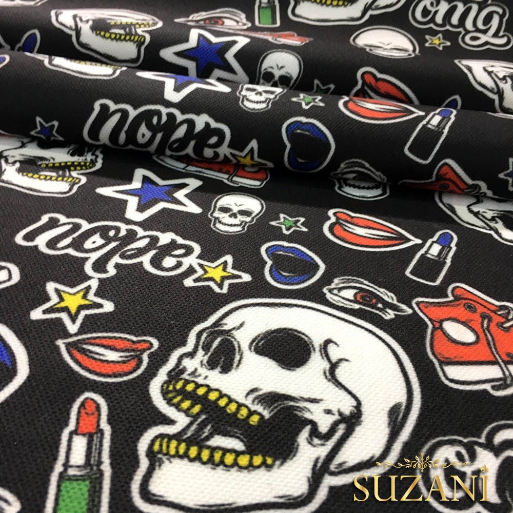 Converse Kafatası Pop Art Desenli Kumaş