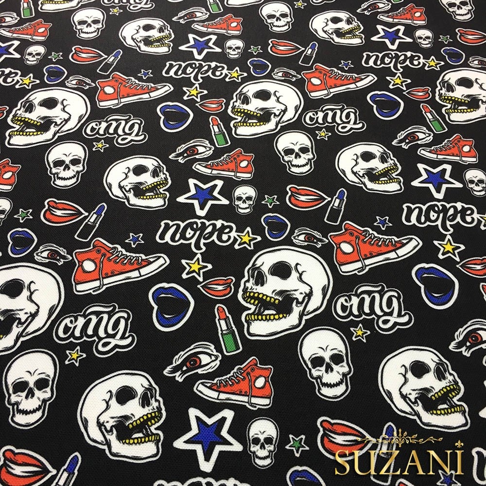 Converse Kafatası Pop Art Desenli Kumaş