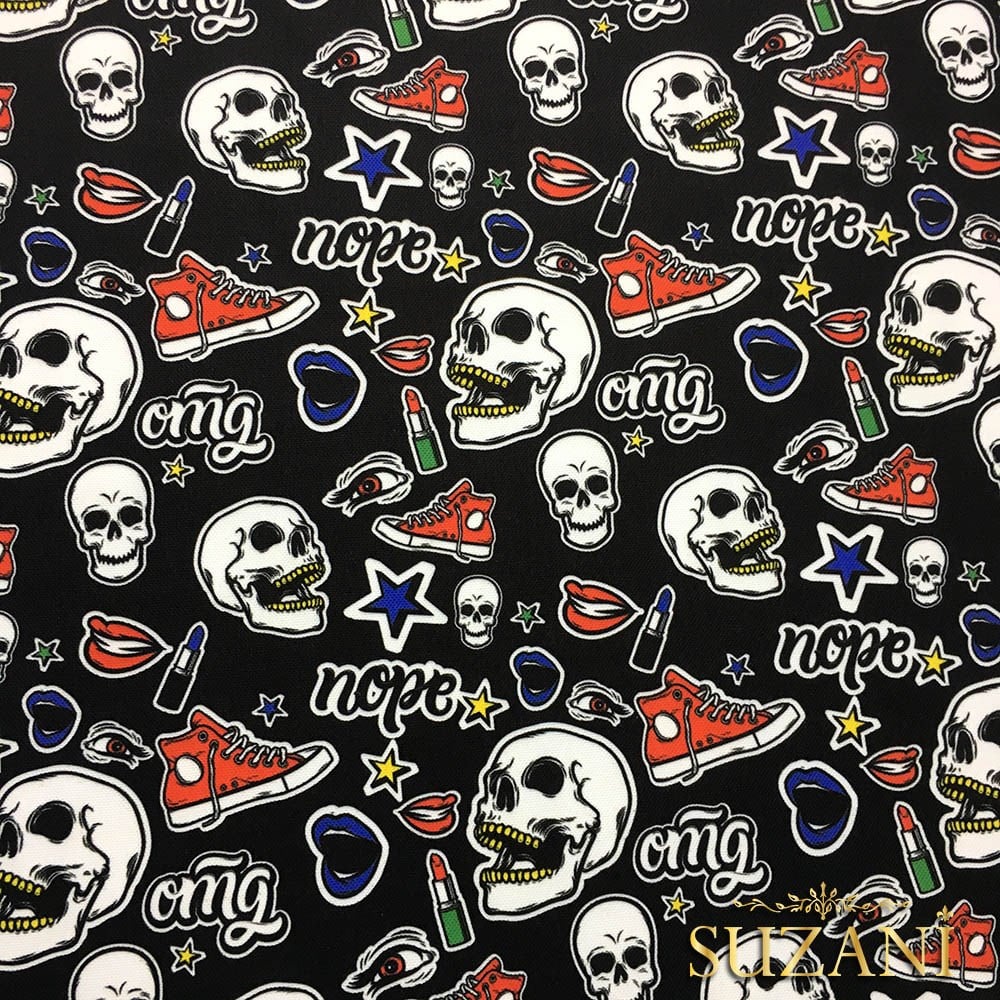 Converse Kafatası Pop Art Desenli Kumaş