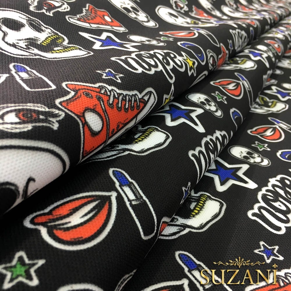 Converse Kafatası Pop Art Desenli Kumaş