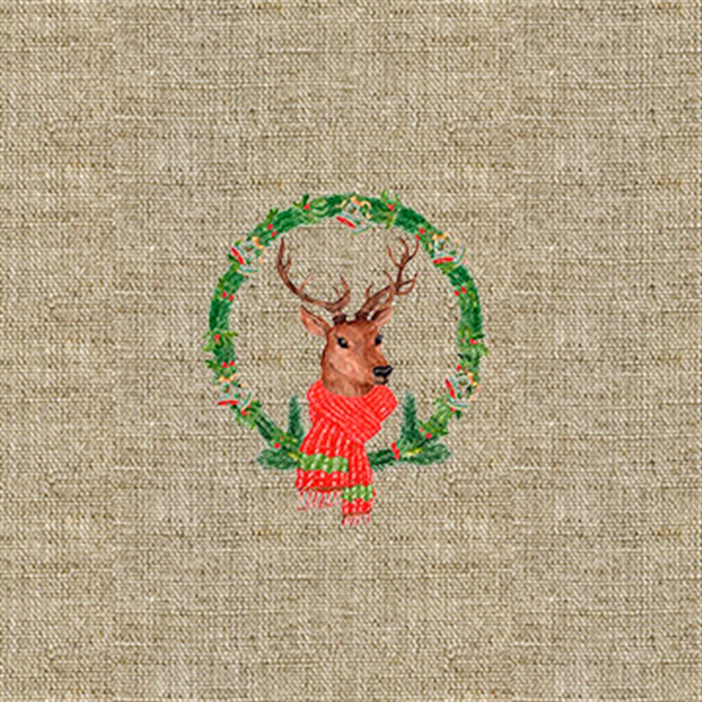 Çuval Üzeri Geyik Desenli 3'lü Supla Kumaş