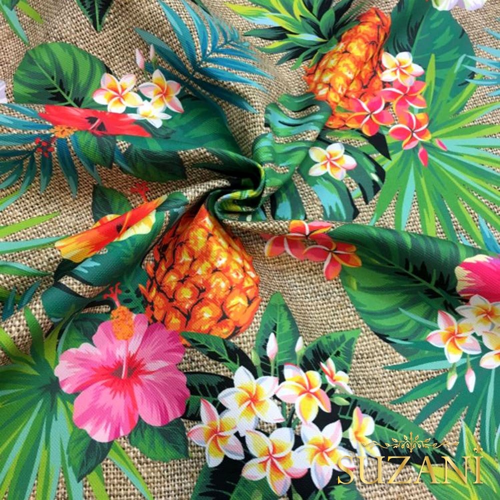 Çuval Zemin Ananas Desenli Dijital Baskılı Kumaş