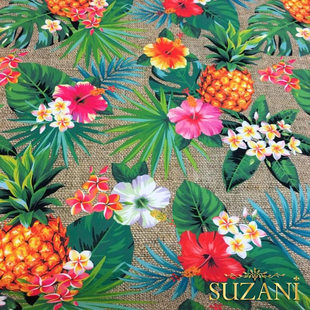 Çuval Zemin Ananas Desenli Dijital Baskılı Kumaş