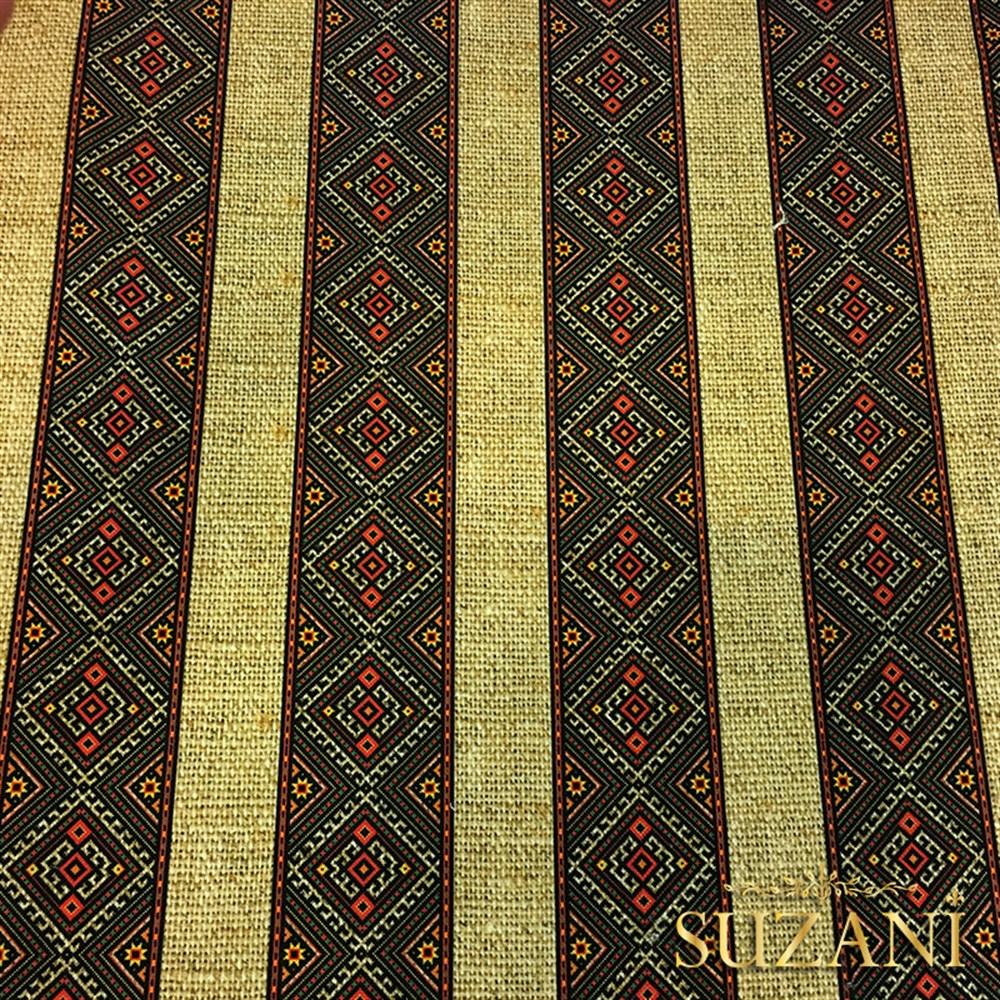 Çuval Zemin Etnik Çizgili Kumaş 01 