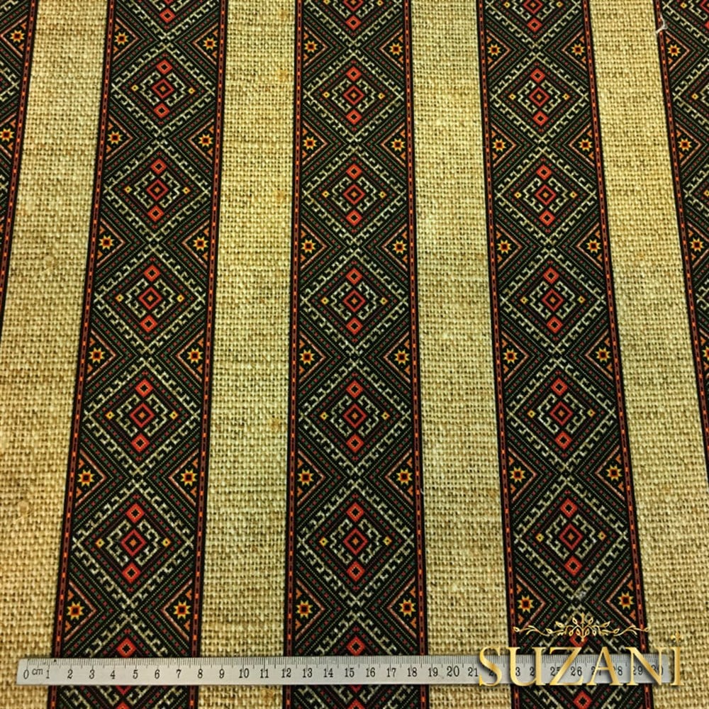 Çuval Zemin Etnik Çizgili Kumaş 01 