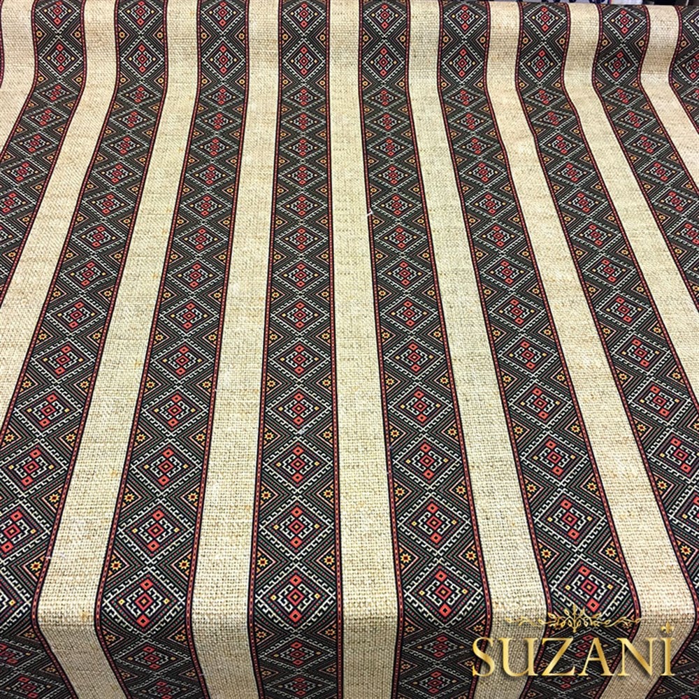 Çuval Zemin Etnik Çizgili Kumaş 01 