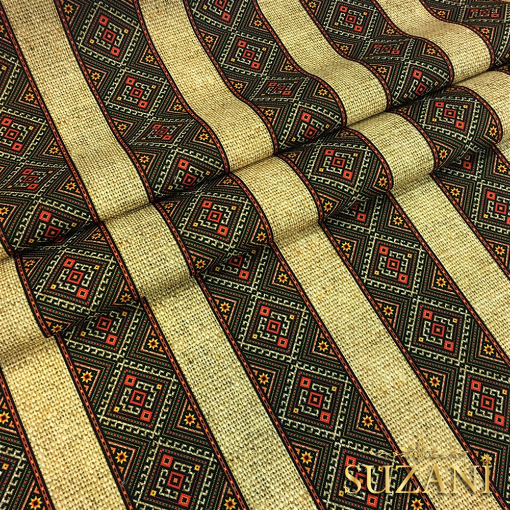 Çuval Zemin Etnik Çizgili Kumaş 01 