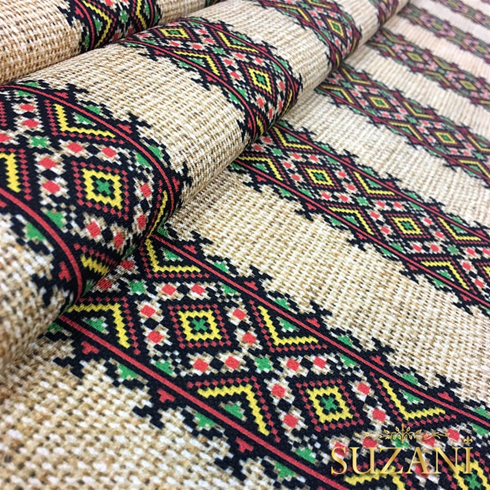 Çuval Zemin Etnik Çizgili Kumaş 02