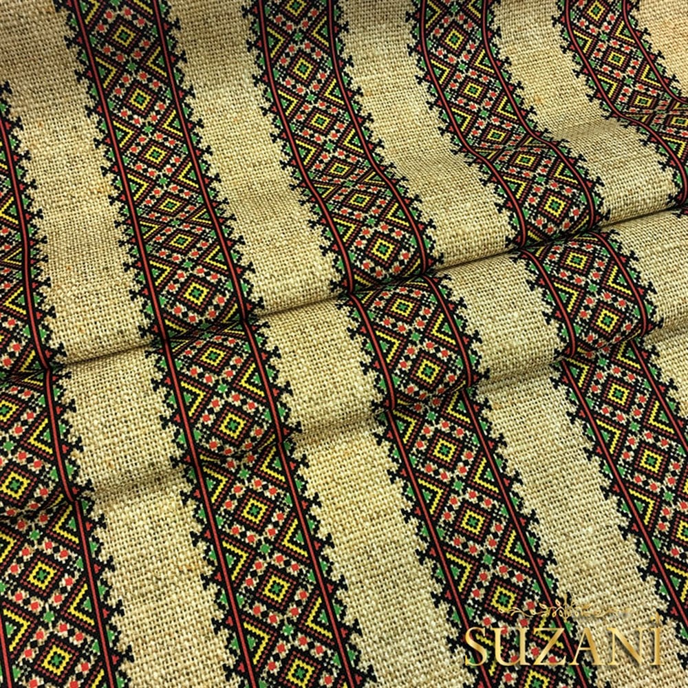 Çuval Zemin Etnik Çizgili Kumaş 02