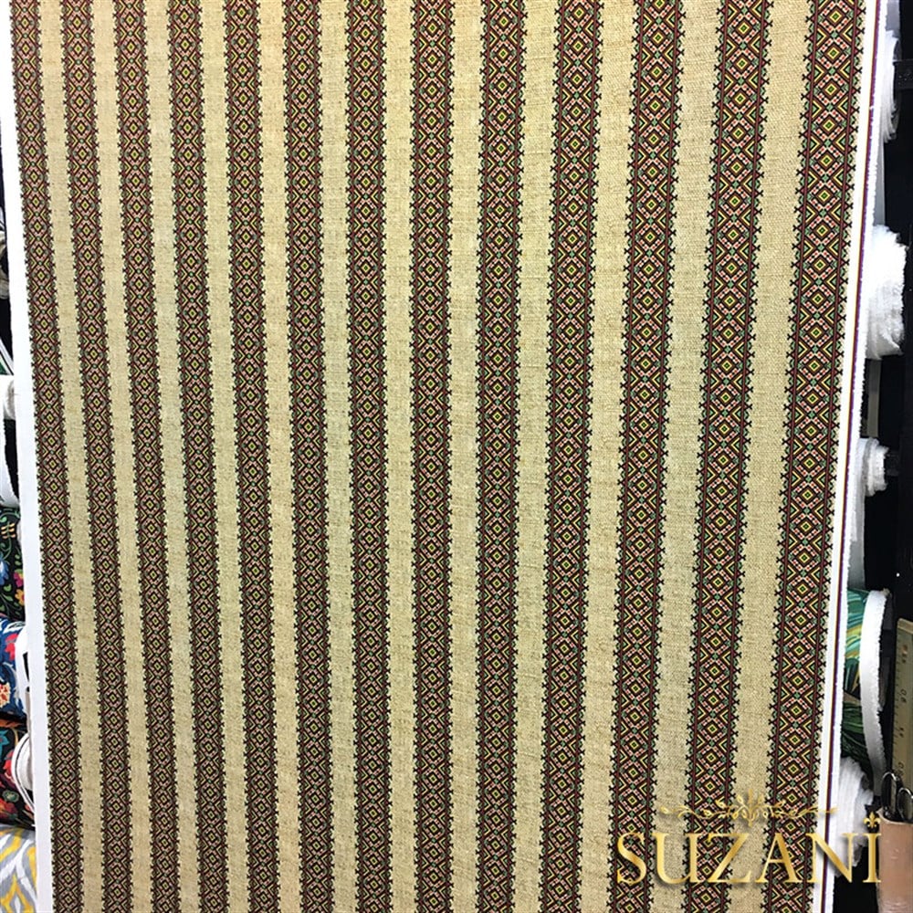 Çuval Zemin Etnik Çizgili Kumaş 02