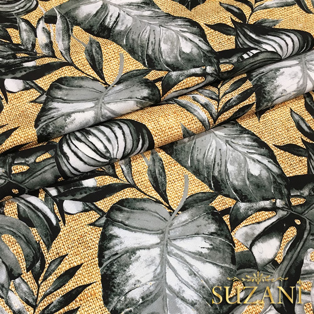 Çuval Zemin Gri Devetabanı Desenli Kumaş