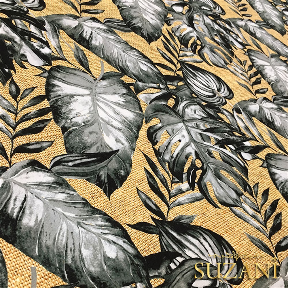 Çuval Zemin Gri Devetabanı Desenli Kumaş