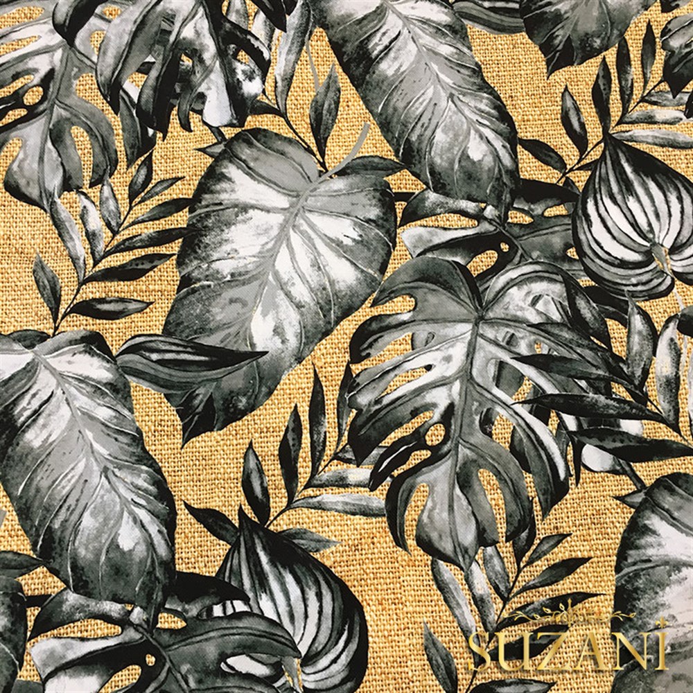 Çuval Zemin Gri Devetabanı Desenli Kumaş