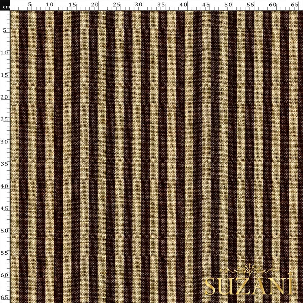Çuval Zemin Kahve 2x2 Çizgi Desenli Dijital Baskılı Kumaş