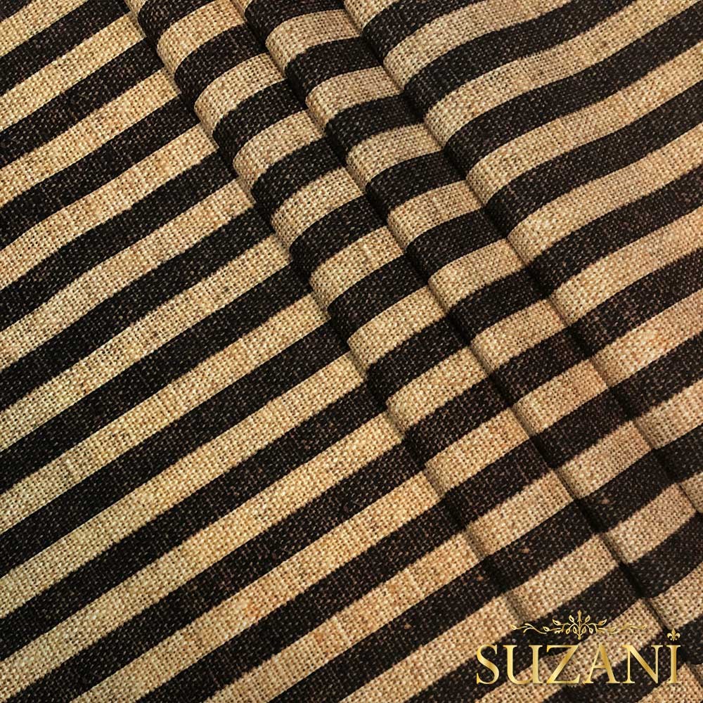 Çuval Zemin Kahve 2x2 Çizgi Desenli Dijital Baskılı Kumaş