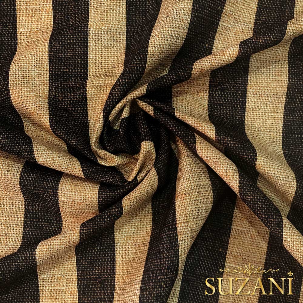 Çuval Zemin Kahve 5x5 Çizgi Desenli Dijital Baskılı Kumaş