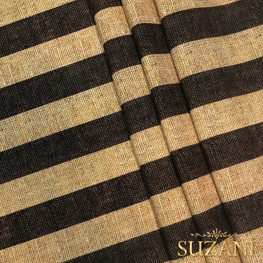 Çuval Zemin Kahve 5x5 Çizgi Desenli Dijital Baskılı Kumaş