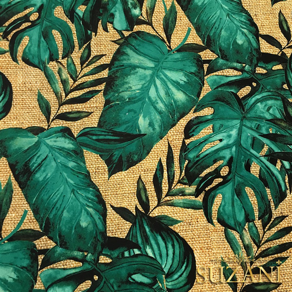 Çuval Zemin Turkuaz Devetabanı Desenli Kumaş