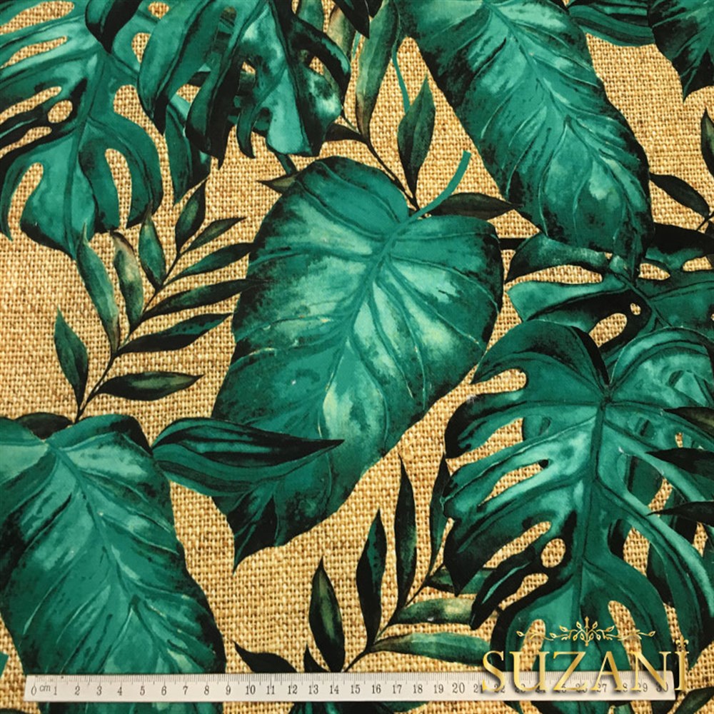 Çuval Zemin Turkuaz Devetabanı Desenli Kumaş