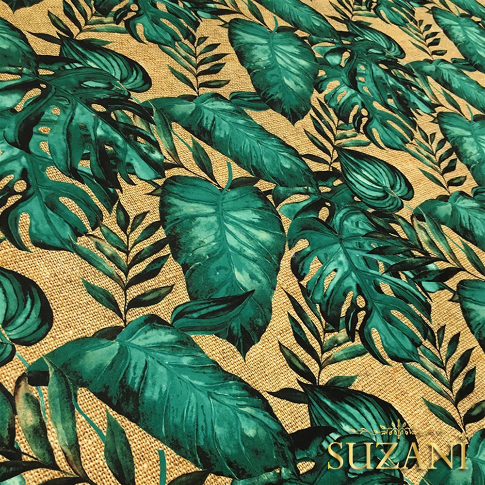 Çuval Zemin Turkuaz Devetabanı Desenli Kumaş