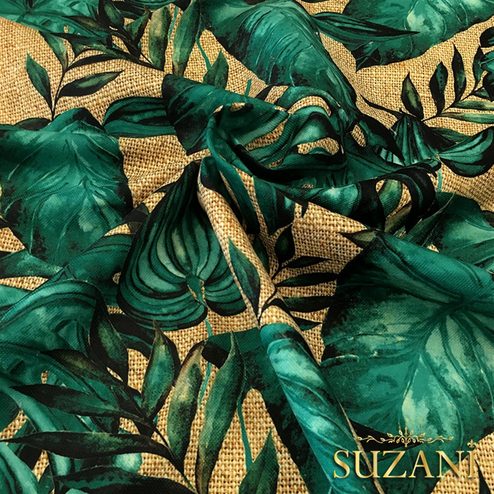 Çuval Zemin Turkuaz Devetabanı Desenli Kumaş