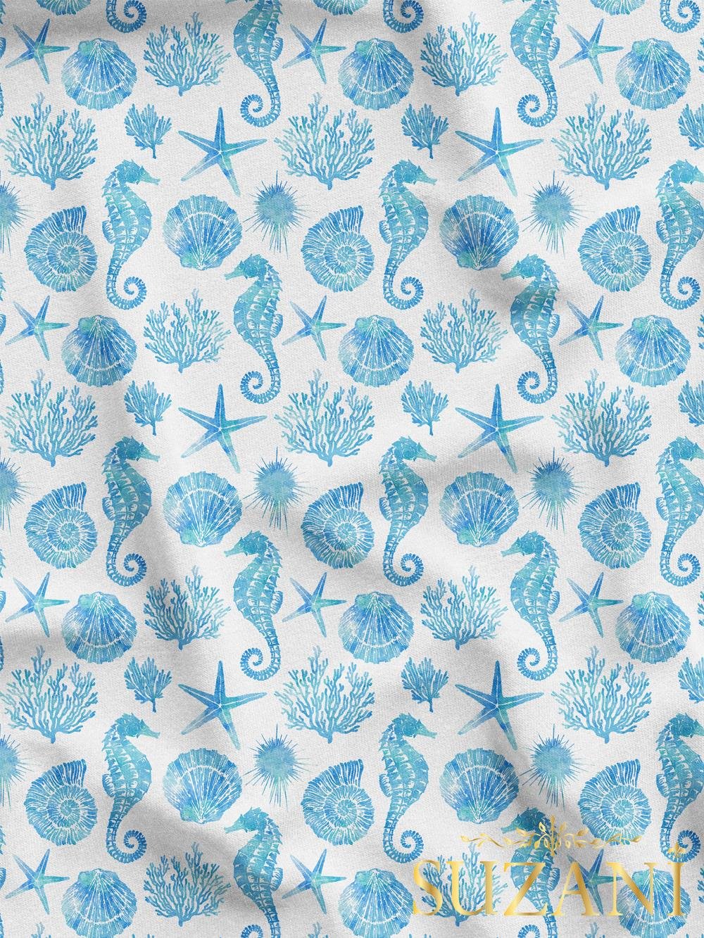 Denizatı Desenli Dijital Baskılı Kumaş