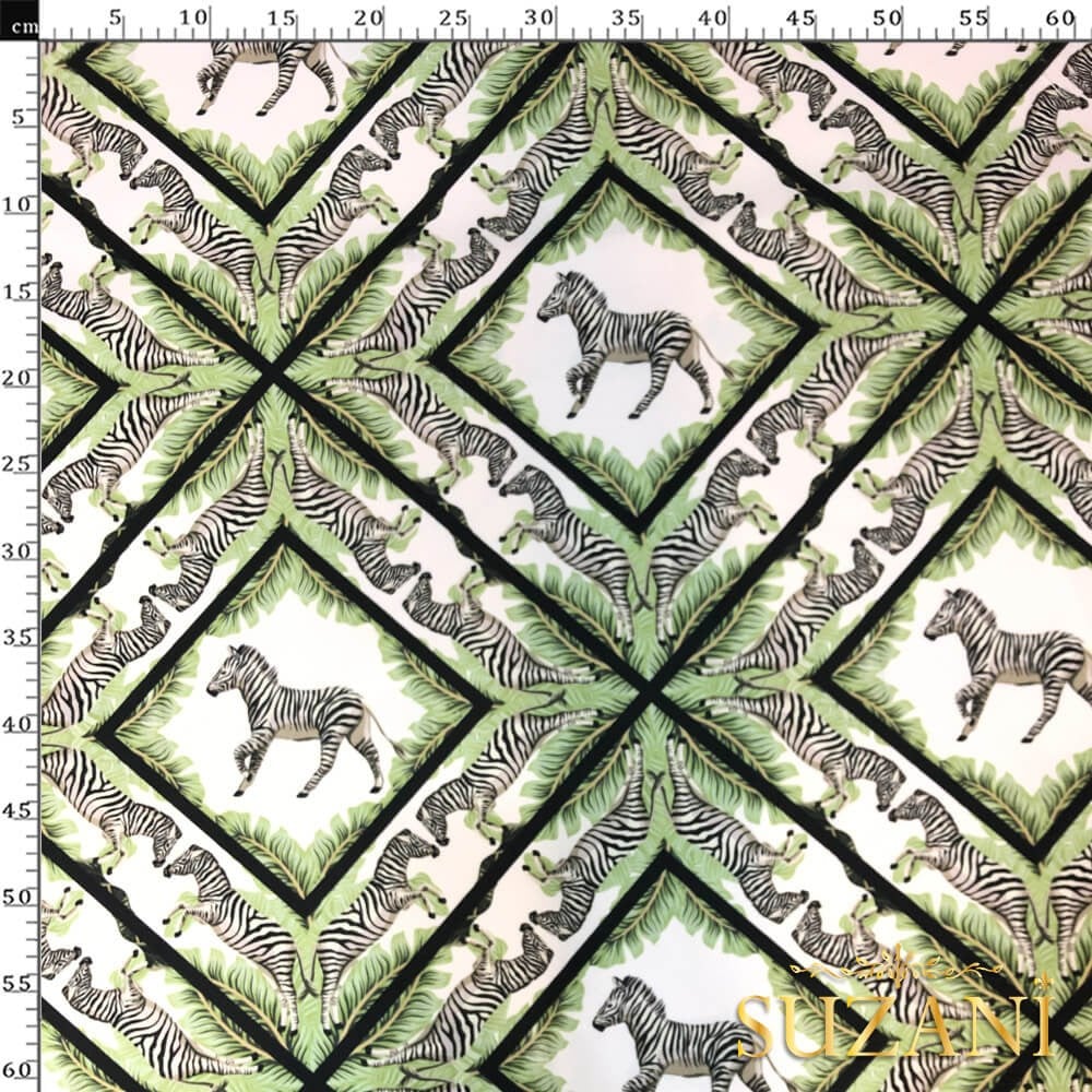Diagonal Zebra Desenli Dijital Baskılı Kumaş