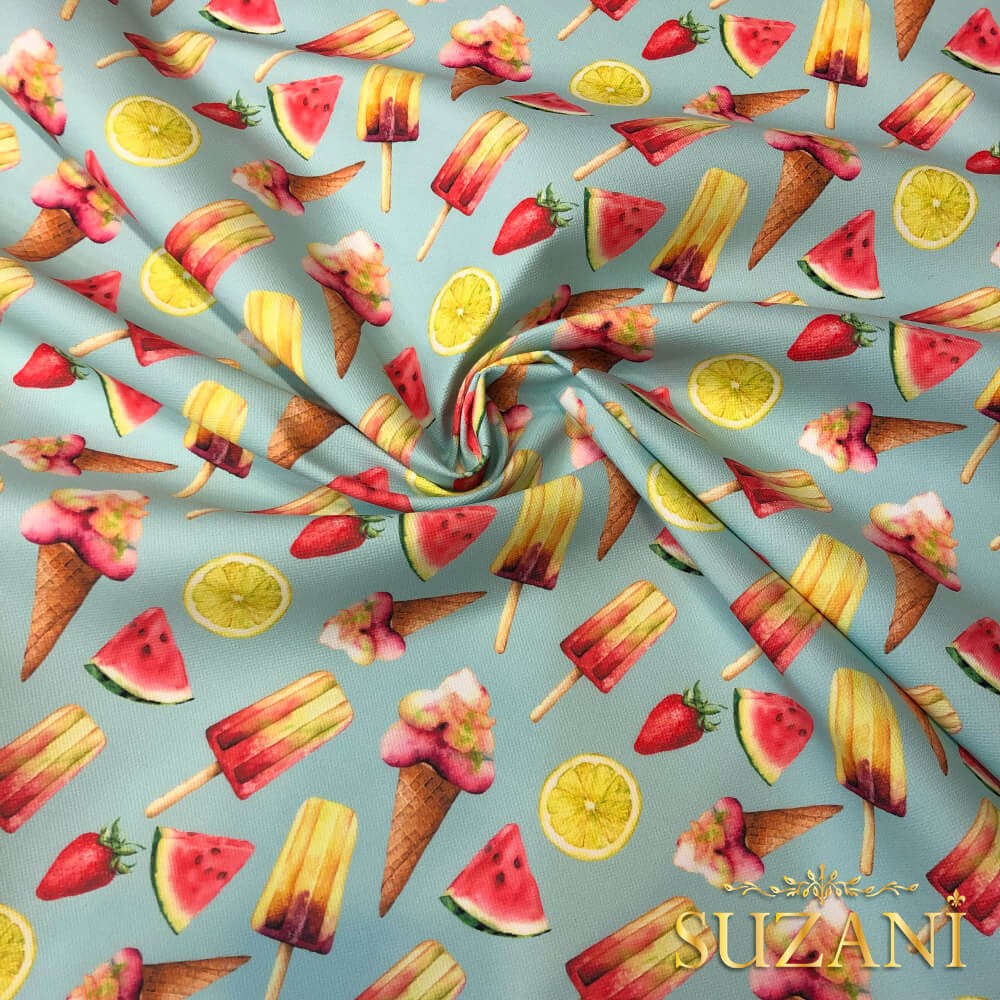 Dondurma Desenli Dijital Baskılı Kumaş