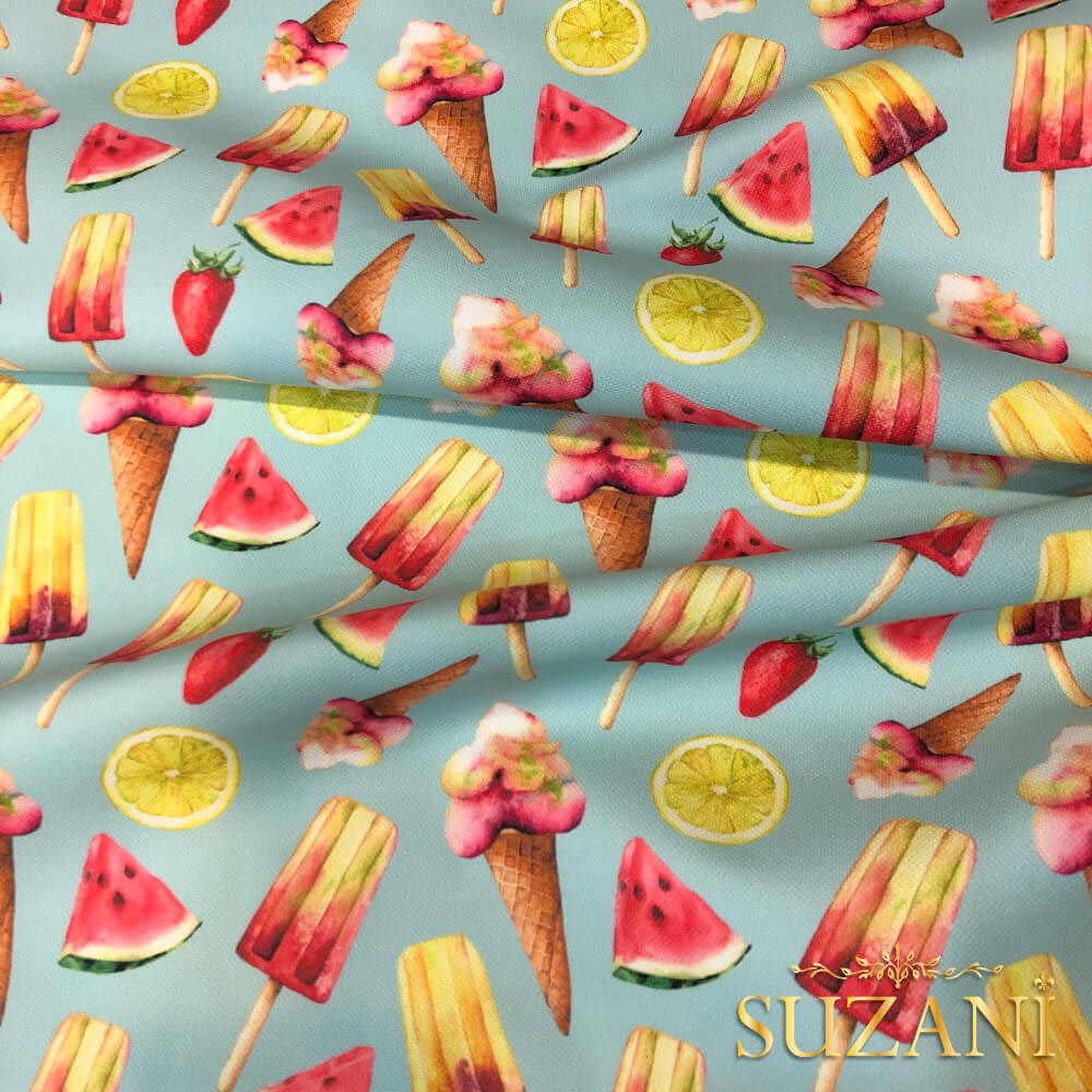 Dondurma Desenli Dijital Baskılı Kumaş