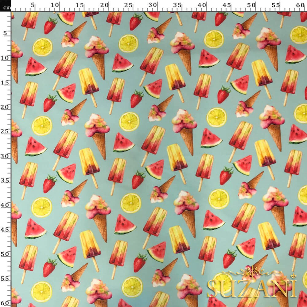 Dondurma Desenli Dijital Baskılı Kumaş