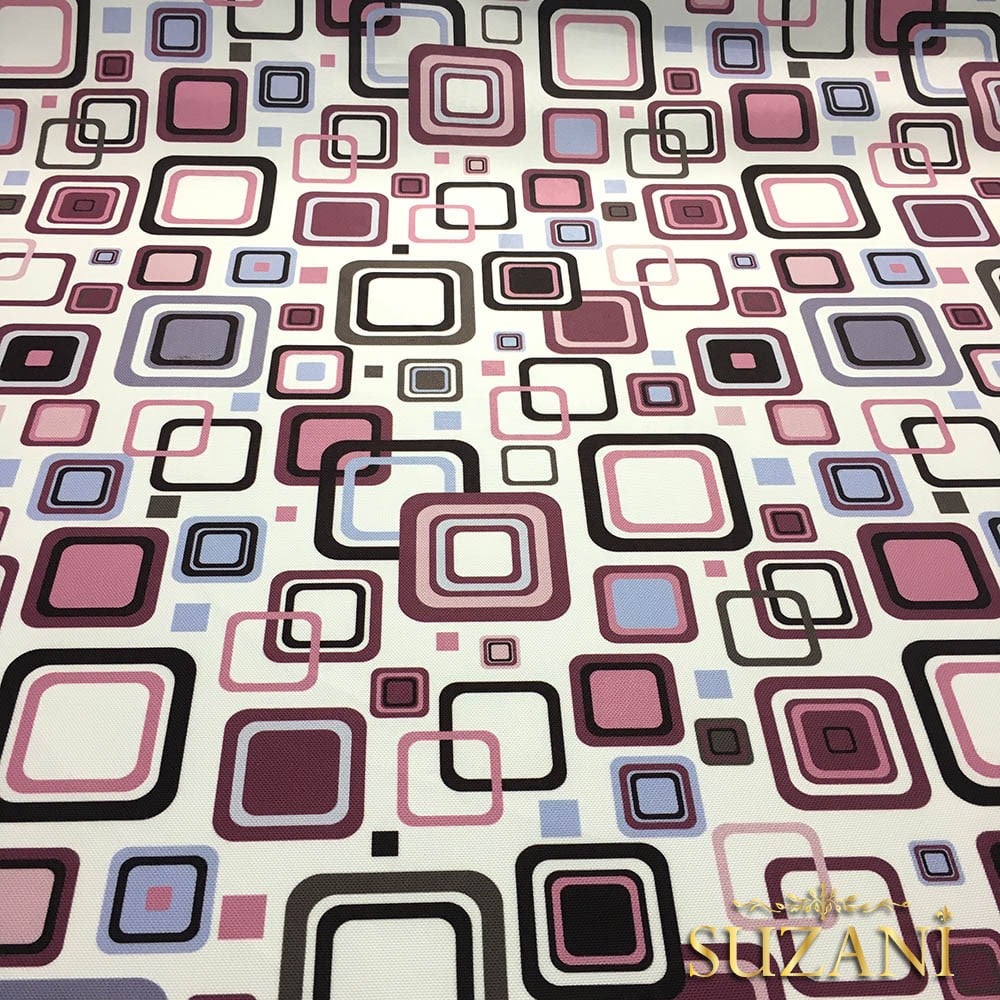 Eflatun Kareler Desenli Kumaş