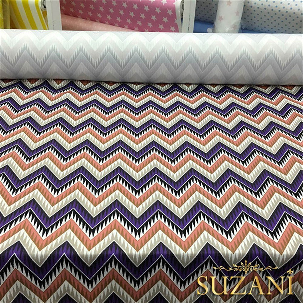 Eflatun Pembe Zigzag Kumaş