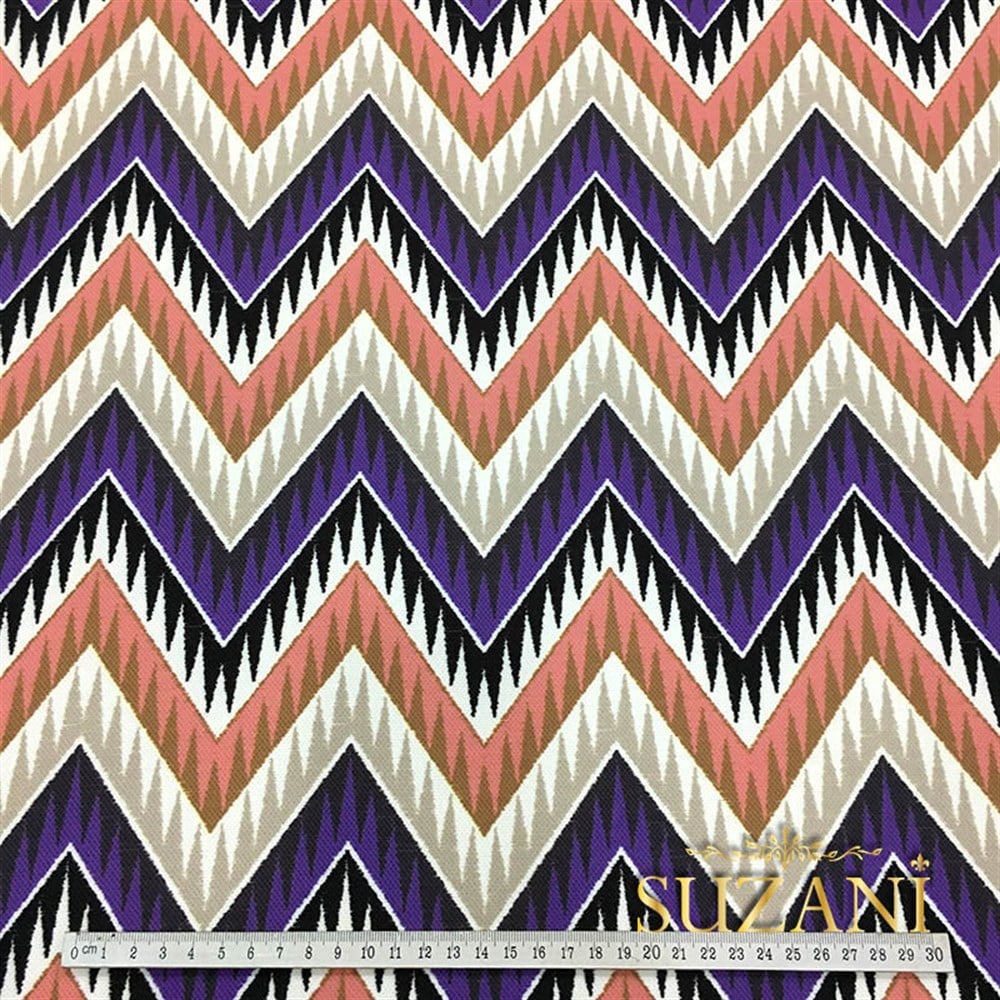 Eflatun Pembe Zigzag Kumaş