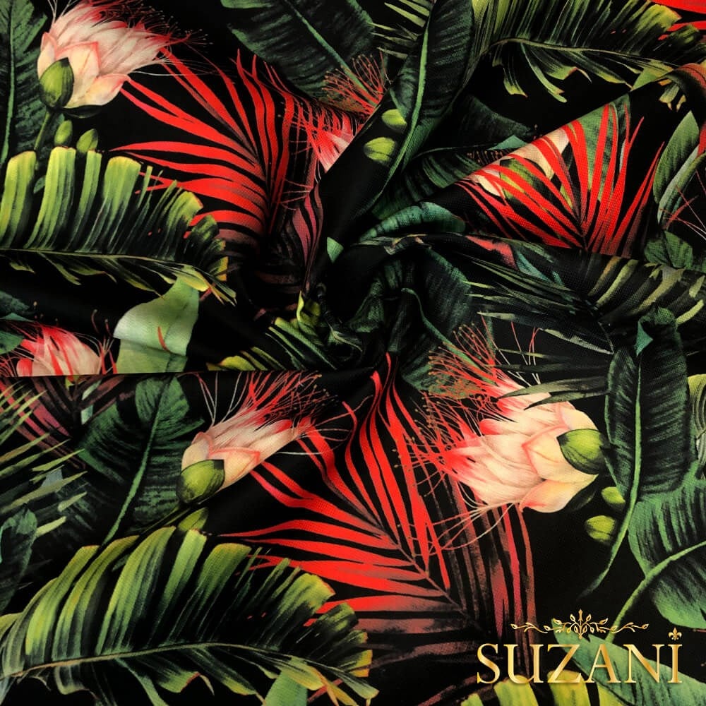 Egzotik Çiçek Desenli Dijital Baskılı Kumaş