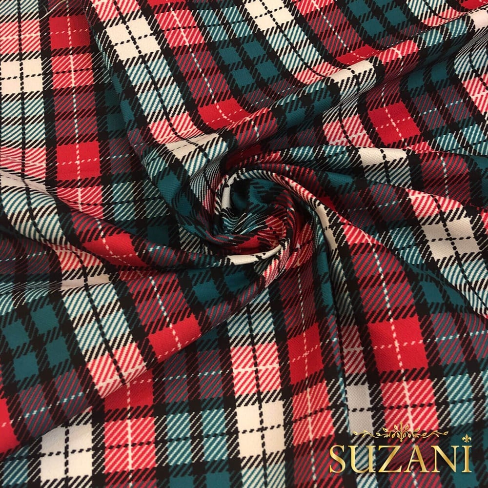 Ekose Desenli Dijital Baskılı Kumaş