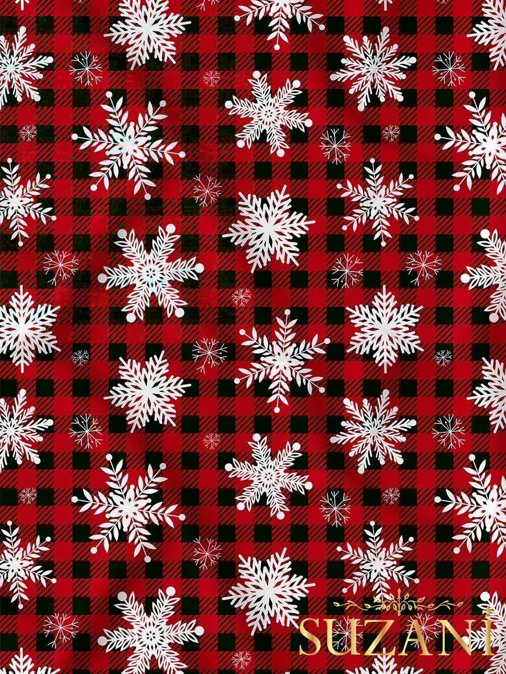 Ekose Yılbaşı Desenli Dijital Baskılı Kumaş