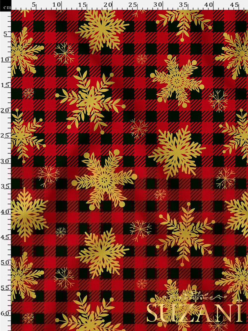 Ekose Yılbaşı Desenli Dijital Baskılı Kumaş