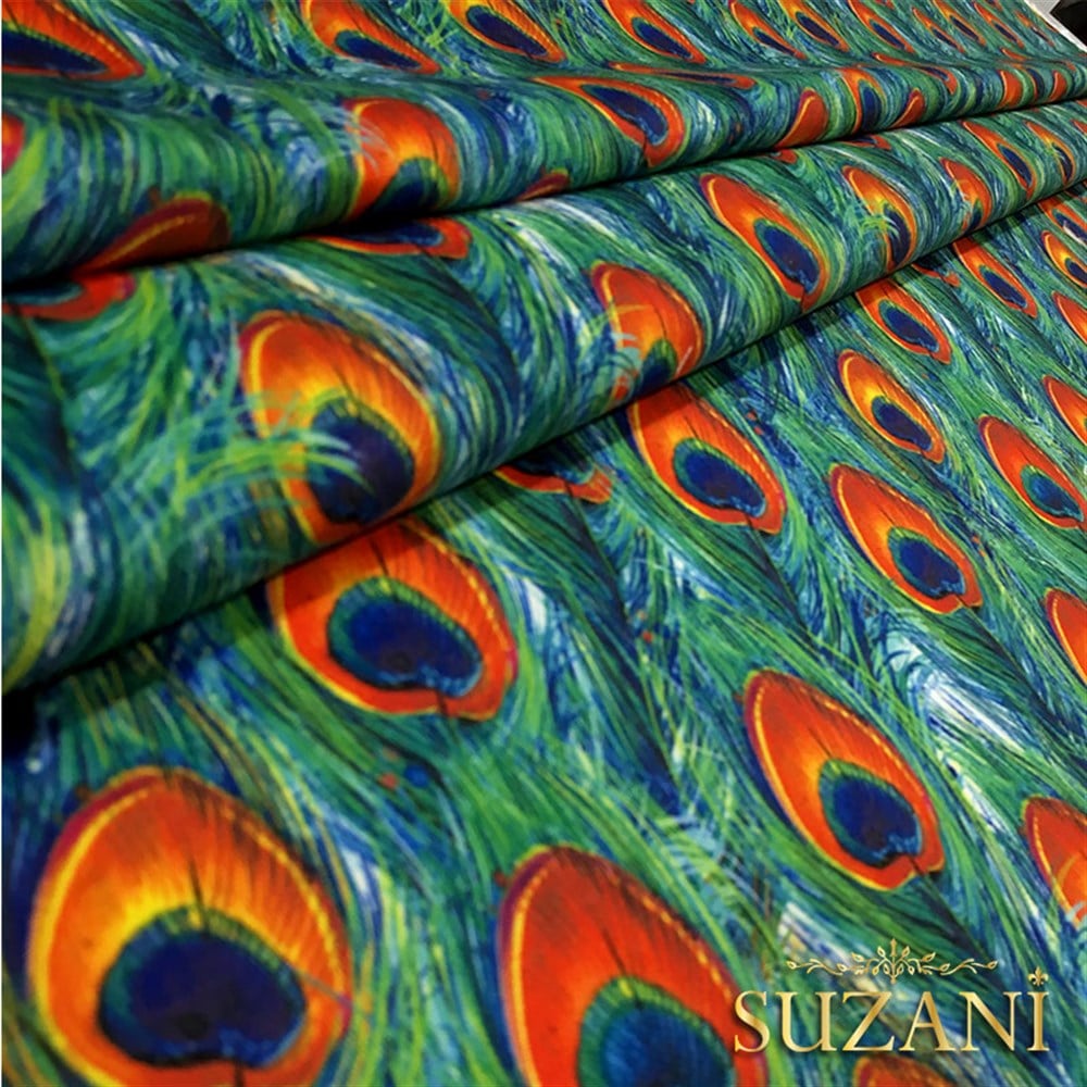 Elegant Tavus Kuşu Tüyü Kumaş