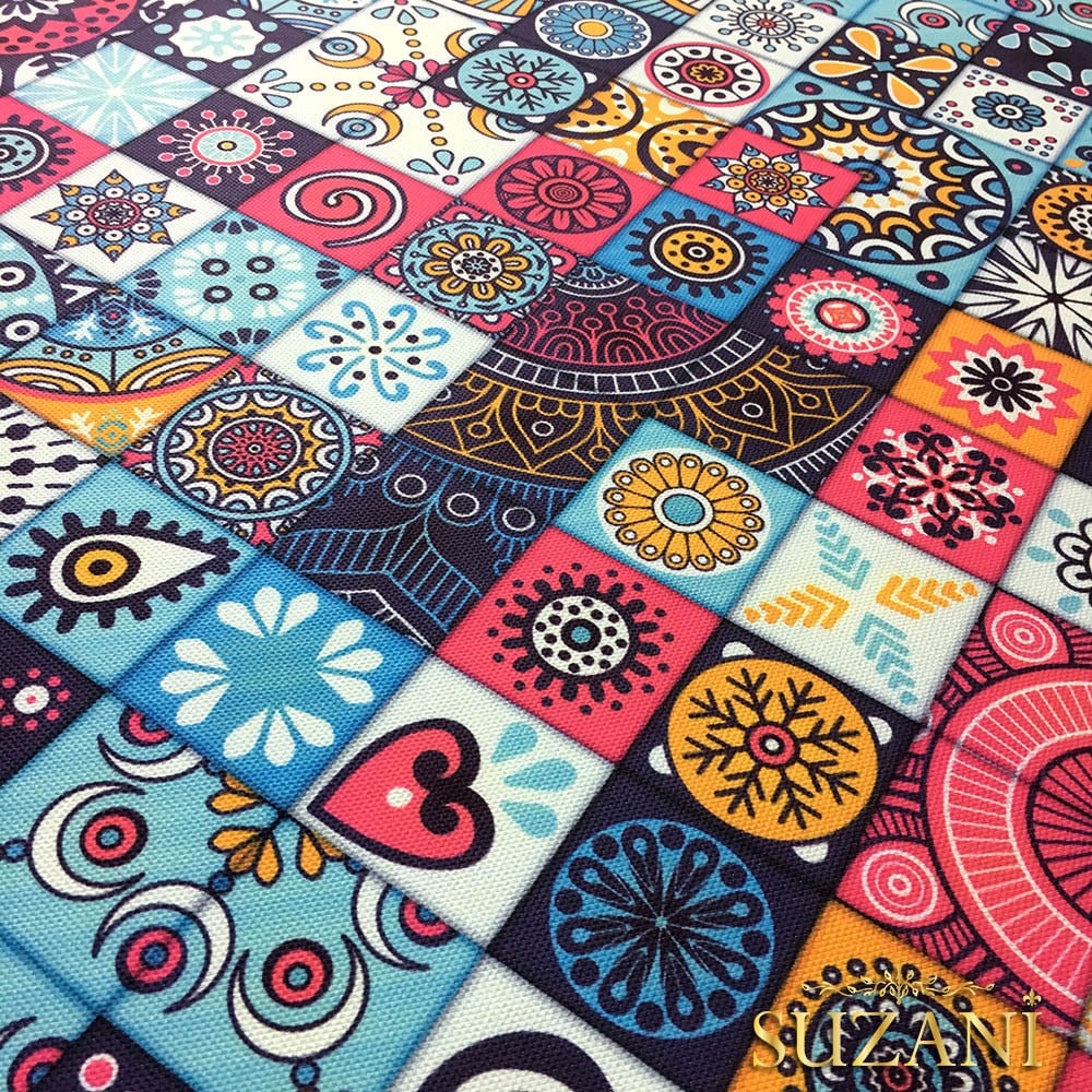 Etnik Çini Desenli Kumaş