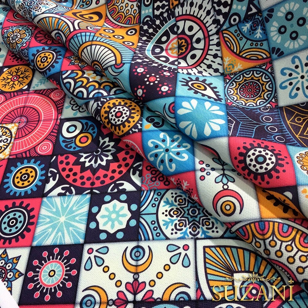 Etnik Çini Desenli Kumaş