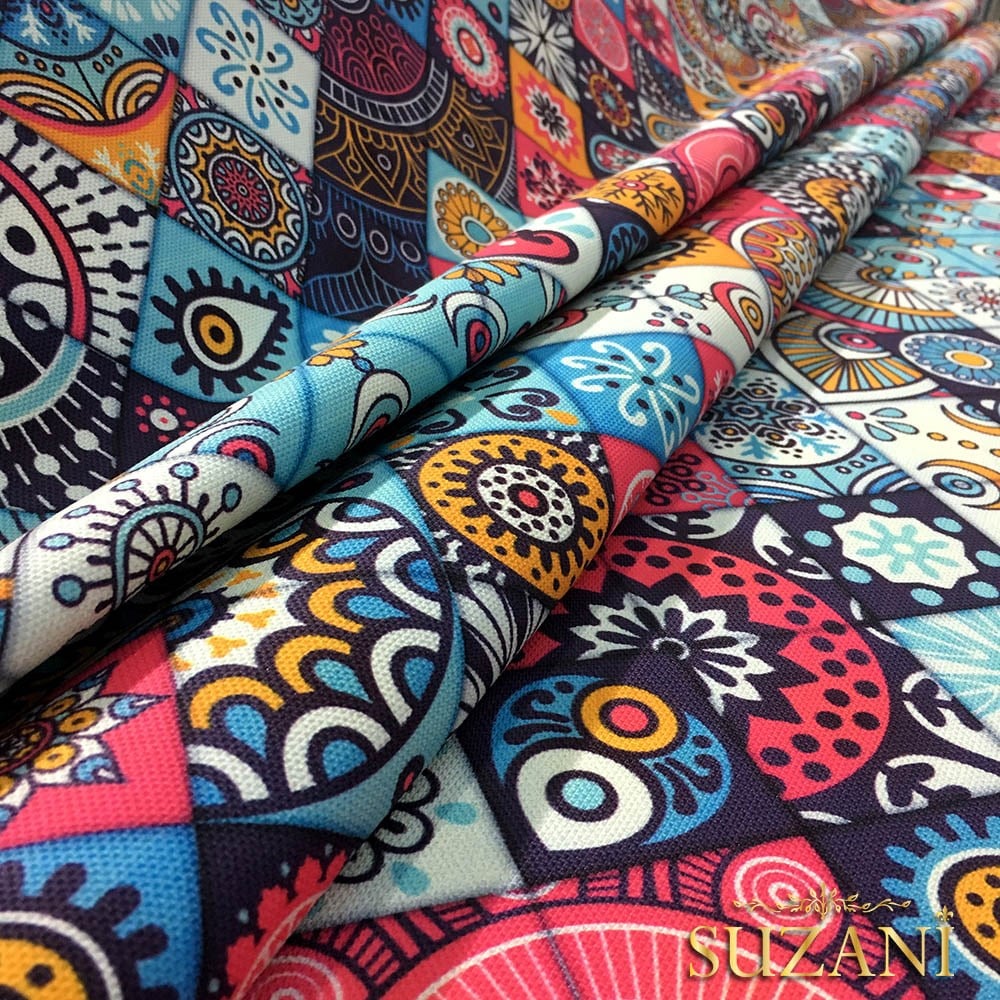 Etnik Çini Desenli Kumaş