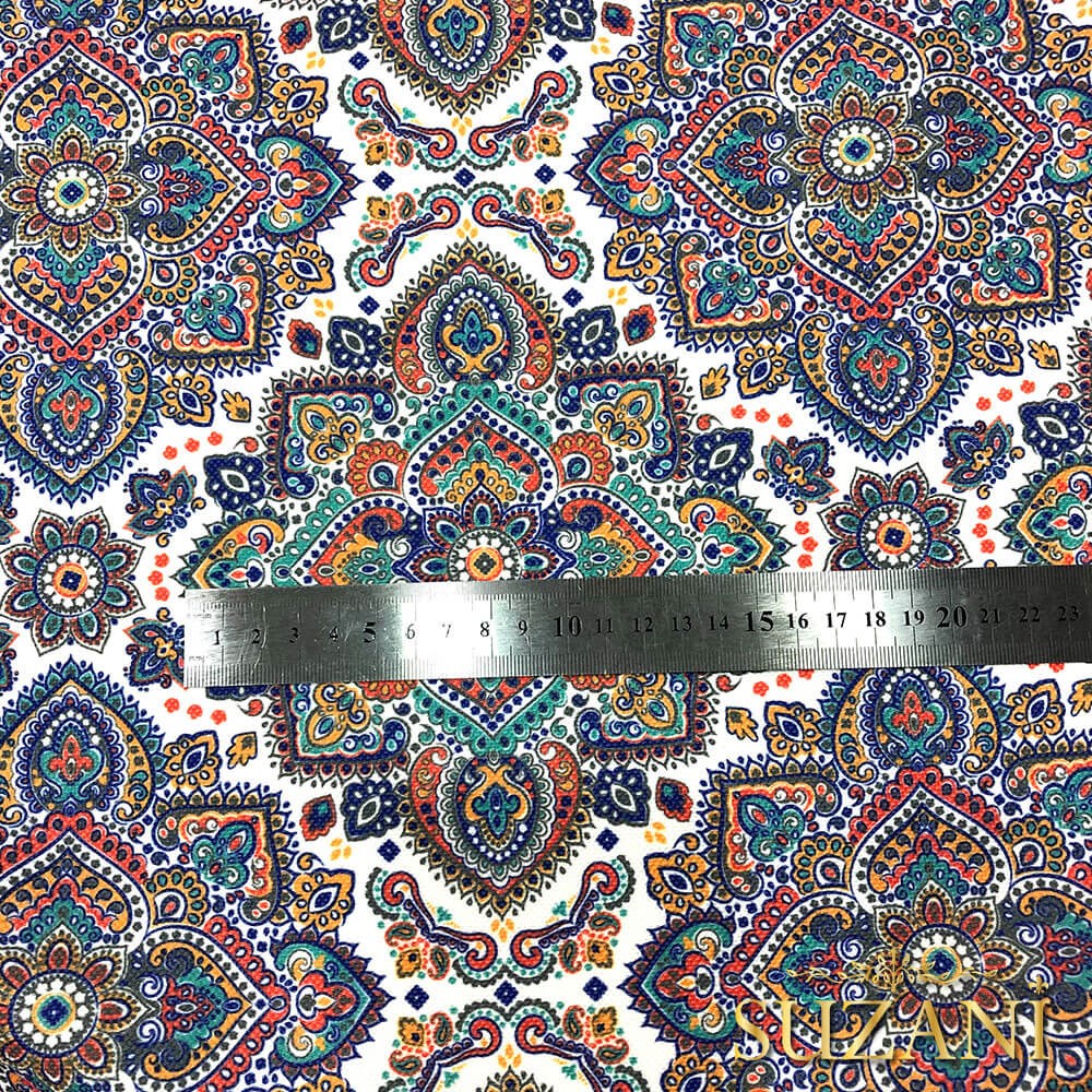 Etnik Mandala Desenli Dijital Baskılı Kumaş